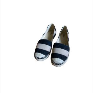 ellos | Black & Tan Canvas Espadrille Flats | Slip-On | Womens 8.5
